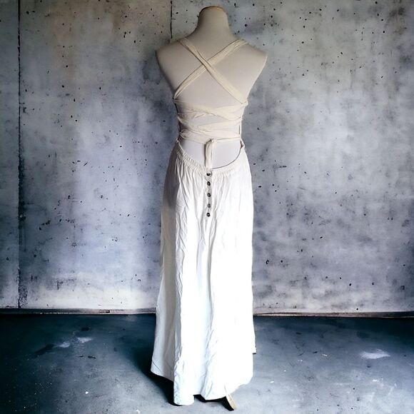 Newport News Boho White Tie Back Dress Light Weight Summer Style Womens 8 - Picture 3 of 13